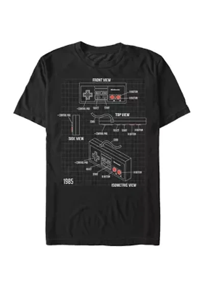 Big & Tall NES Schematic Short Sleeve Graphic T-Shirt