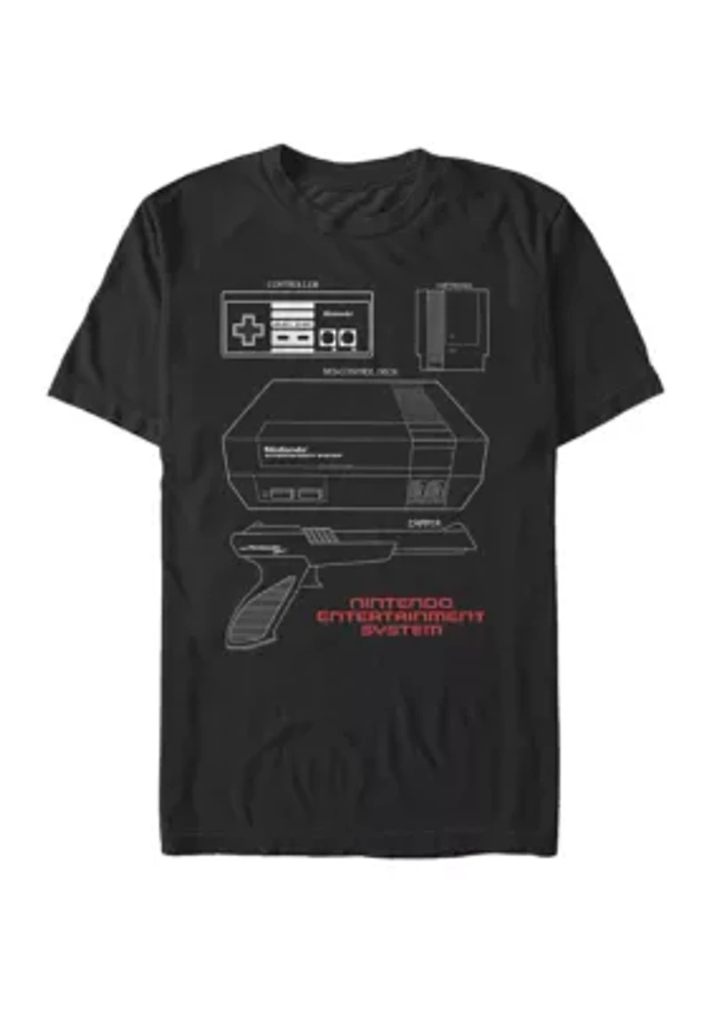 Big & Tall Classic NES Schematic Short Sleeve Graphic T-Shirt