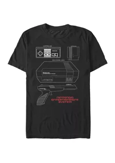Big & Tall Classic NES Schematic Short Sleeve Graphic T-Shirt