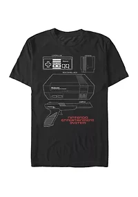 Big & Tall Classic NES Schematic Short Sleeve Graphic T-Shirt