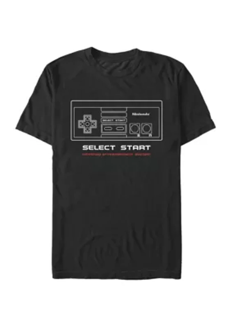 Big & Tall NES Controller Line Art Short Sleeve Graphic T-Shirt