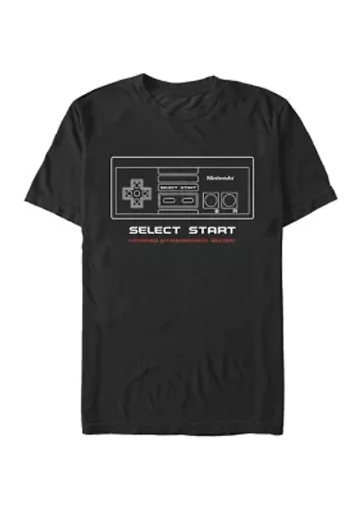Big & Tall NES Controller Line Art Short Sleeve Graphic T-Shirt