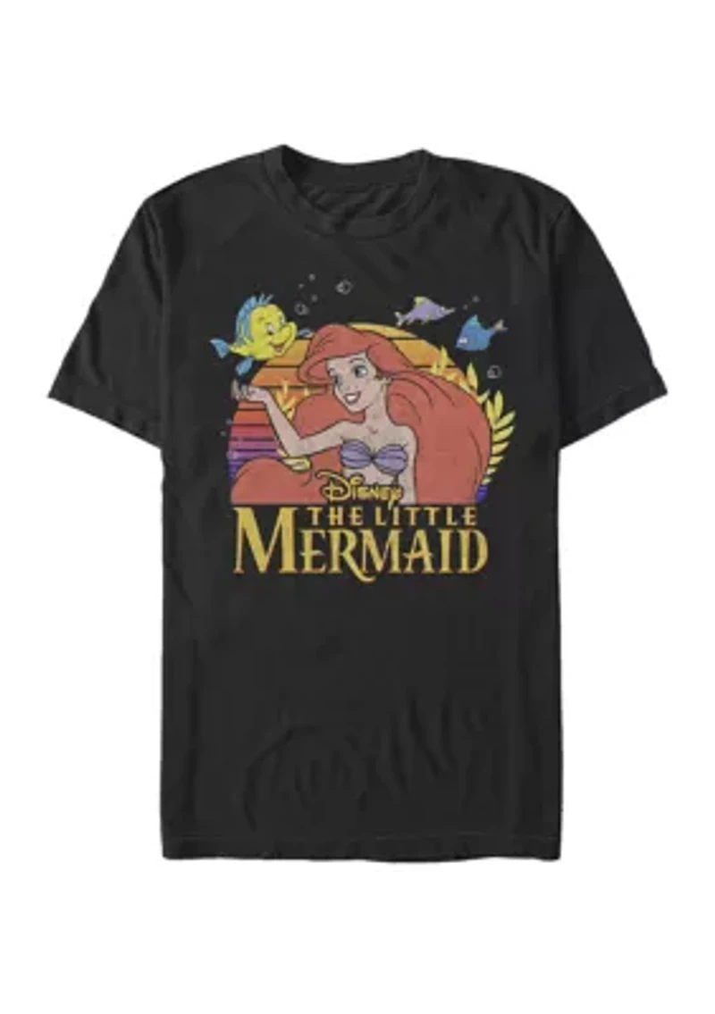 Big & Tall Little Mermaid Ariel And Flounder Portrait Short Sleeve Graphic T-Shirt