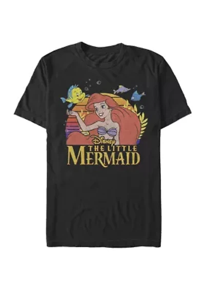 Big & Tall Little Mermaid Ariel And Flounder Portrait Short Sleeve Graphic T-Shirt