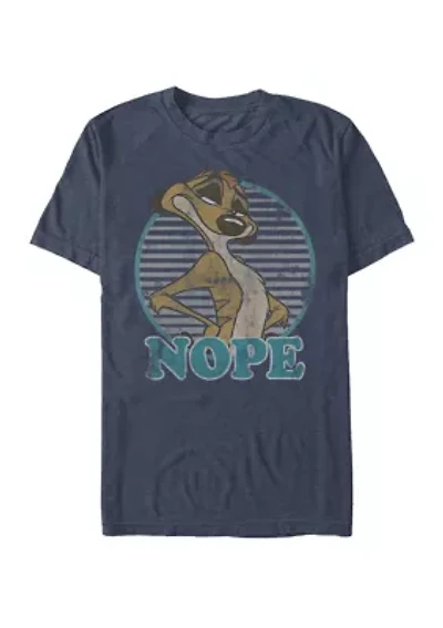Big & Tall Lion King Timon Nope Striped Circle Short Sleeve Graphic T-Shirt