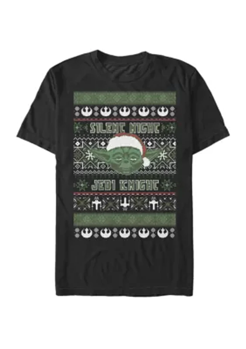 Big & Tall Yoda Christmas Sweater Silent Night Jedi Knight Short Sleeve T-Shirt
