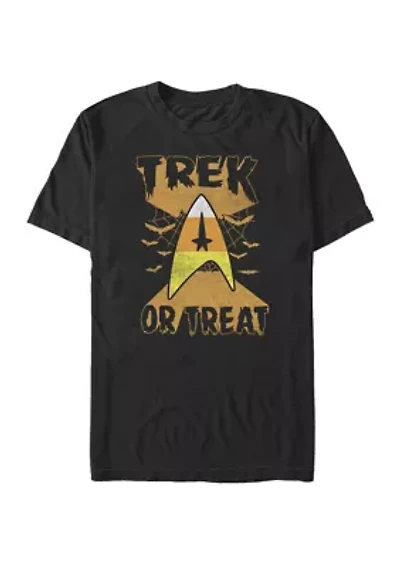 Big & Tall Trek Or Treat Candy Corn Badge Halloween Short Sleeve Graphic T-Shirt