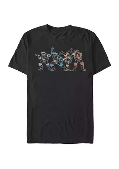 Big & Tall Teenage Mutant Ninja Turtles Neon Line Art Short Sleeve T-Shirt