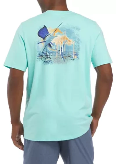 Men's Short Sleeve Sunset Sailfish Graphic T-Shirt