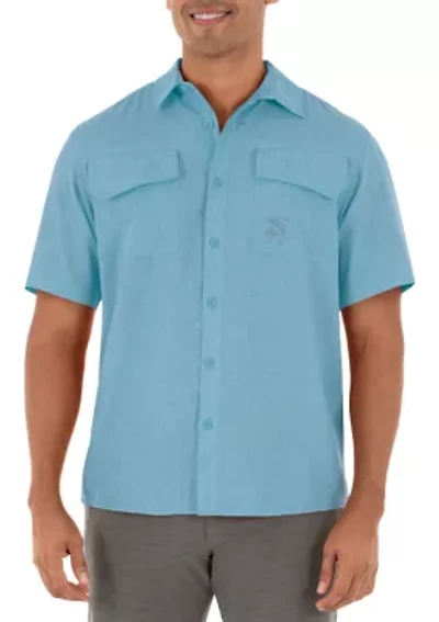 Men's Short Sleeve Cationic Heather Textured Fishing Shirt