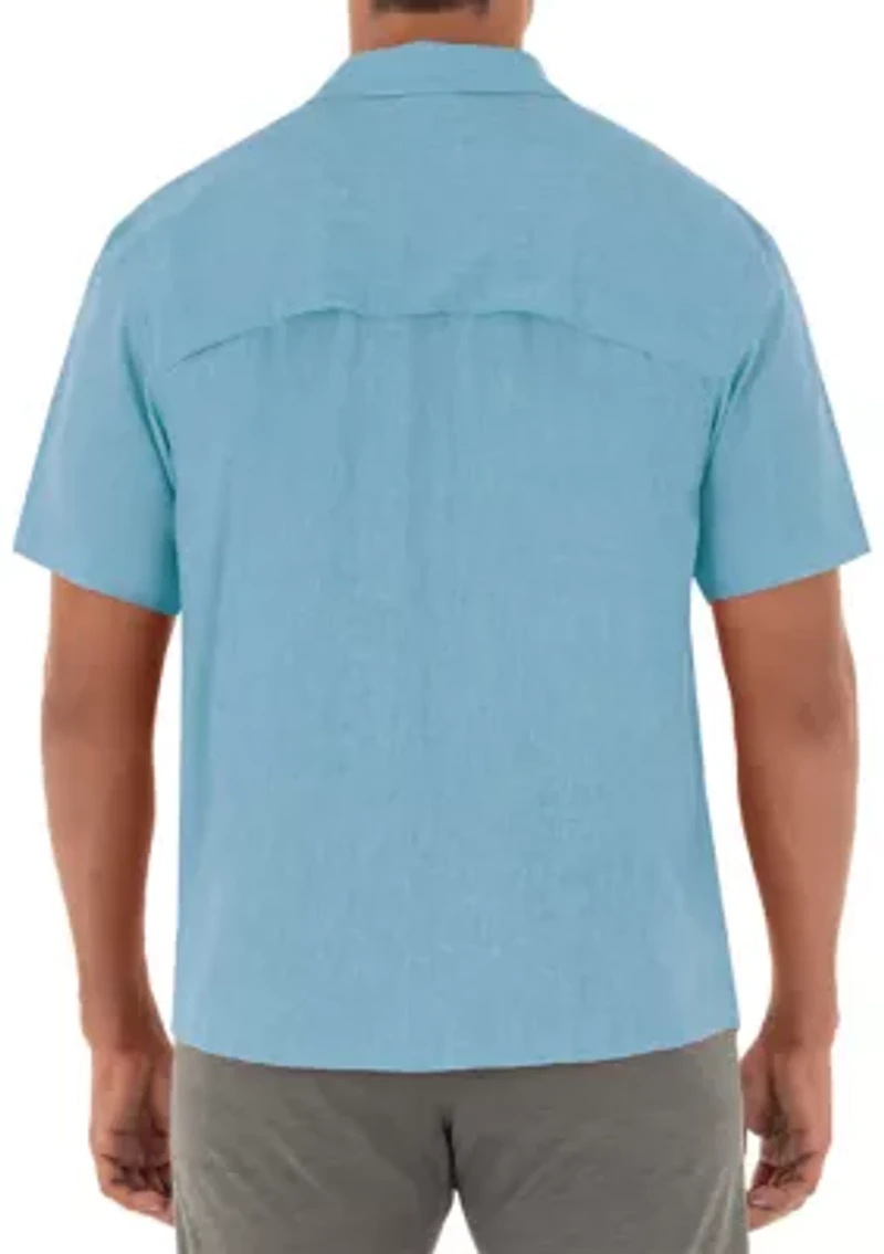 Men's Short Sleeve Cationic Heather Textured Fishing Shirt