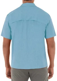 Men's Short Sleeve Cationic Heather Textured Fishing Shirt