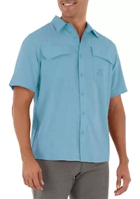 Men's Short Sleeve Cationic Heather Textured Fishing Shirt