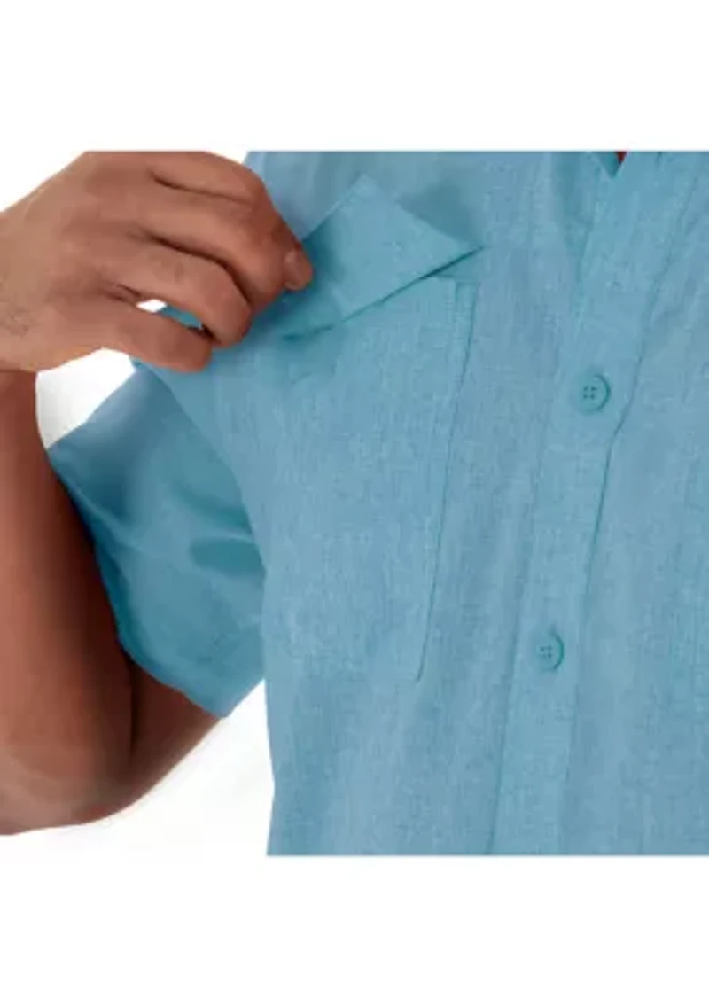 Men's Short Sleeve Cationic Heather Textured Fishing Shirt