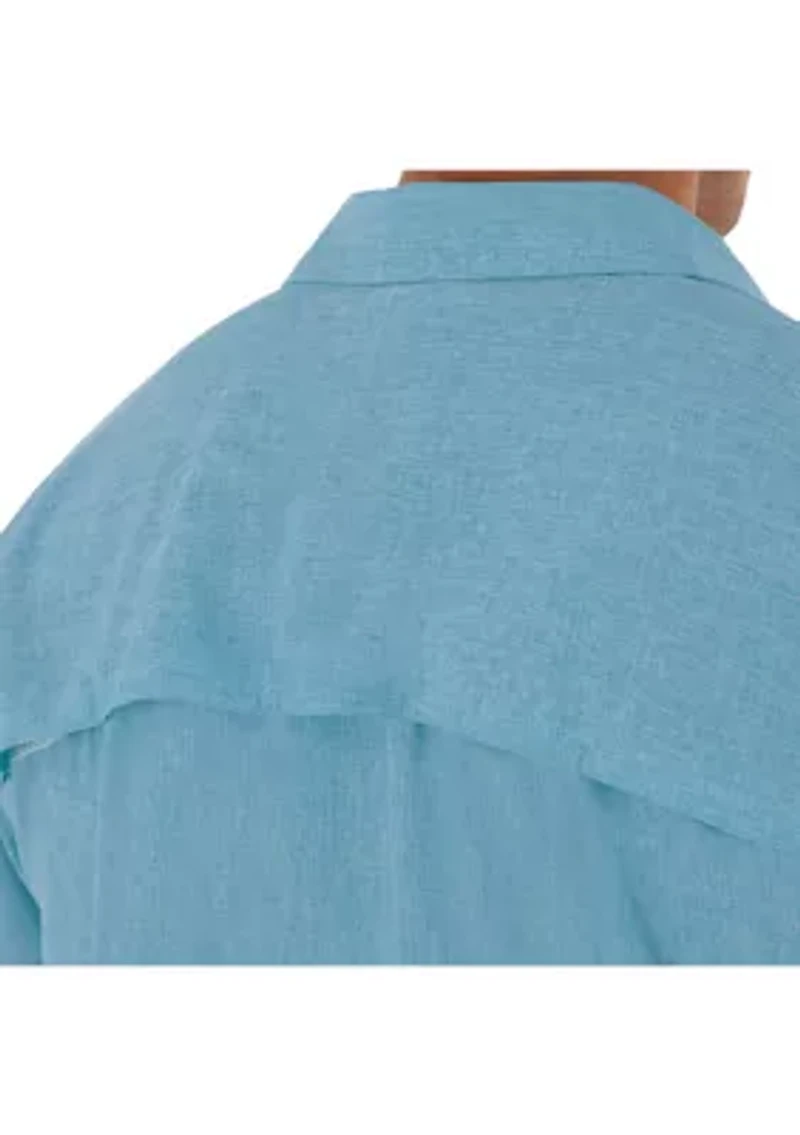 Men's Short Sleeve Cationic Heather Textured Fishing Shirt