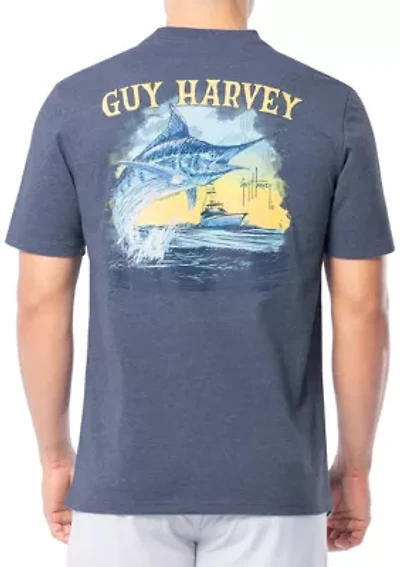 Men's Sketchy Blue Short Sleeve Pocket T-Shirt