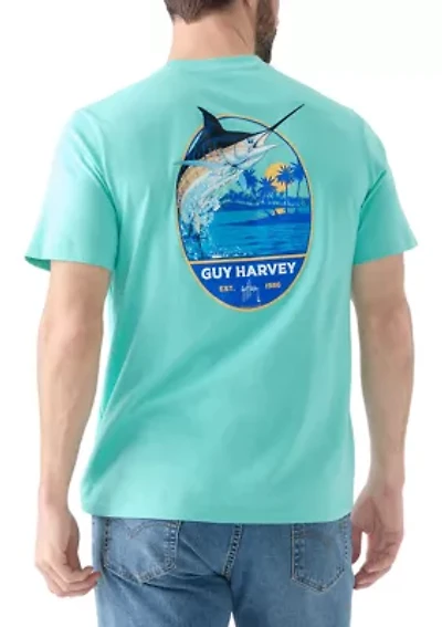 Blue Hawaiian Short Sleeve Graphic T-Shirt