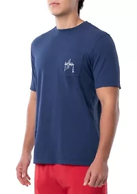 Men's Retro Style Mahi Graphic Short Sleeve Pocket T-Shirt