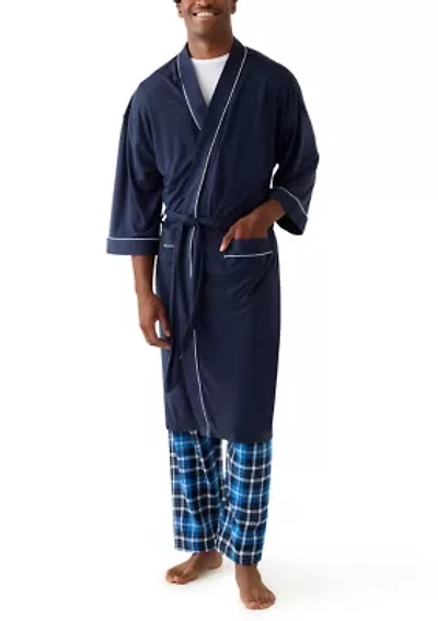 Men's Interlock Kimono Knit Robe