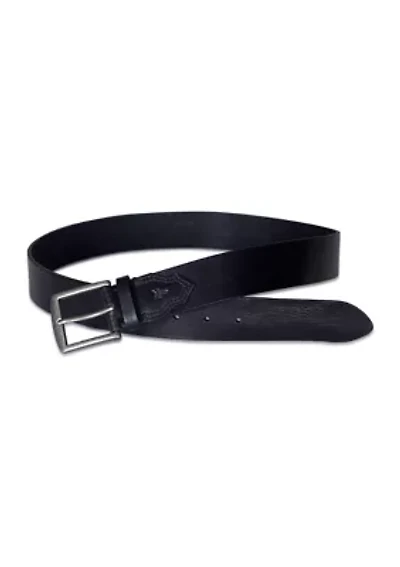 Flat Panel Black Leather Belt