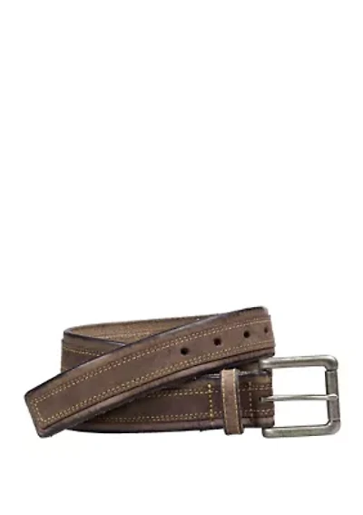Men's 38 Millimeter Antique Nickel Buckle Distressed Overlay Belt