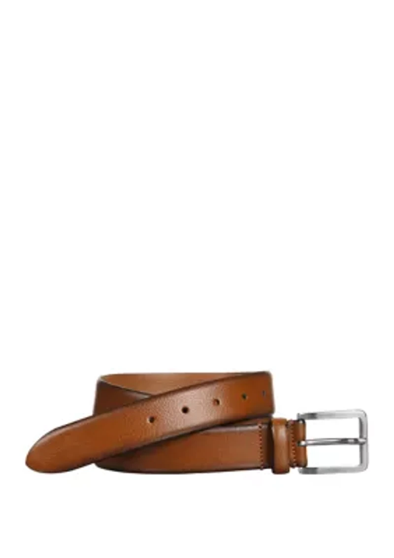 Men's 35 Millimeter Antique Brushed Nickel Buckle Italian Feather Edge Belt