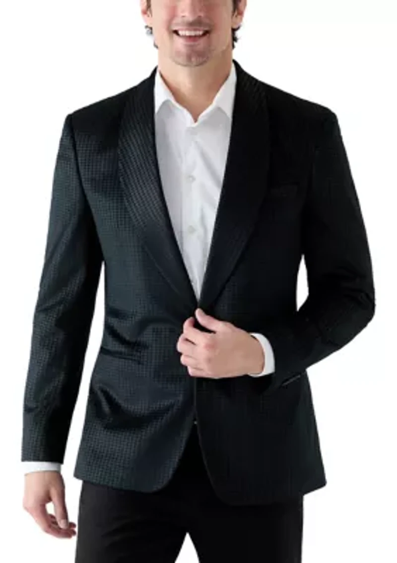 Men's Black Velvet Houndstooth Jacket