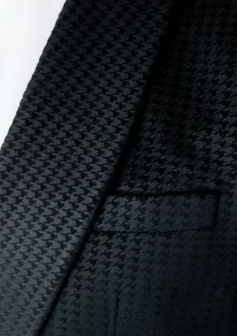 Men's Black Velvet Houndstooth Jacket