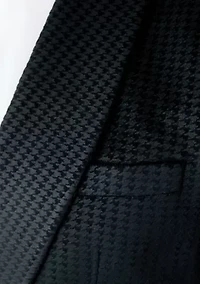 Men's Black Velvet Houndstooth Jacket