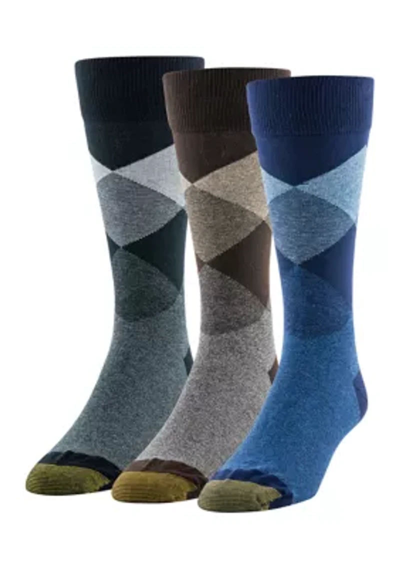 Men's 8 Track Argyle Crew Socks- 3-pack