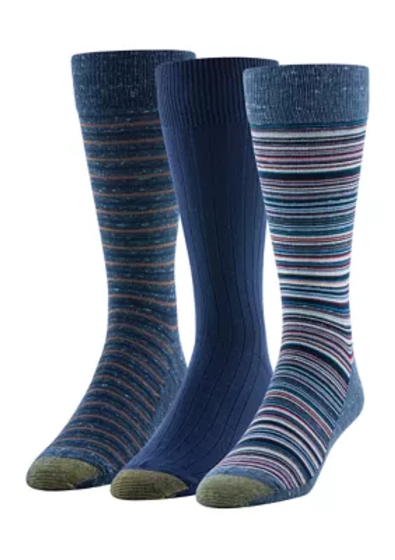 Men's 3-Pack Frankie Striped Reinforced Toe Crew Socks