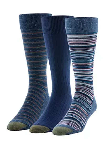 Men's 3-Pack Frankie Striped Reinforced Toe Crew Socks