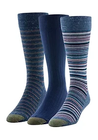 Men's 3-Pack Frankie Striped Reinforced Toe Crew Socks