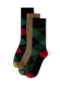 Holiday Plaid Crew Socks, 3 Pack 