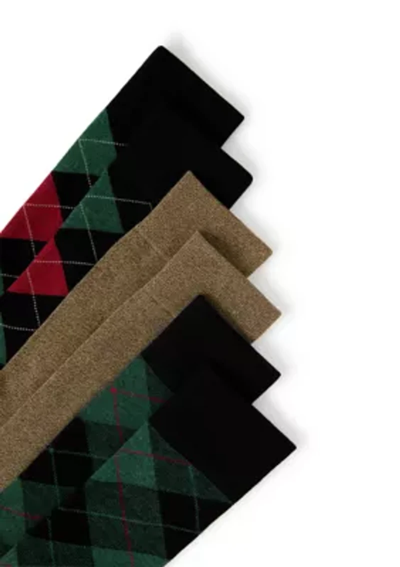 Holiday Plaid Crew Socks, 3 Pack