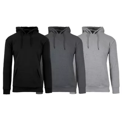 Men's Heavyweight Fleece-Lined Pullover Hoodie Sweater -3 Pack