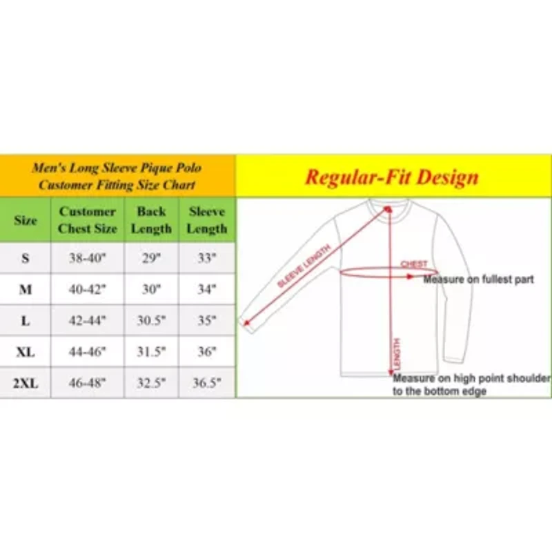 Galaxy Jump Start Men's Modern Fit Long Sleeve Polo Shirt