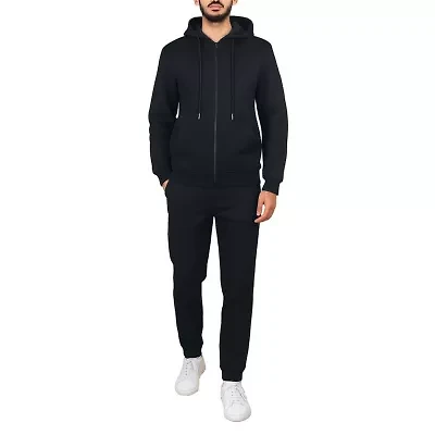 Blu Rock Men's Fleece Lined Full-Zip Hoodie and Jogger Sweatpants With Zipper Side Pockets Matching Set