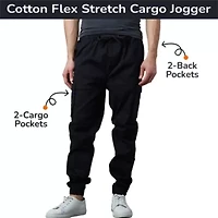Jump Start Men's Slim Fit  Cotton Flex Stretch Cargo Jogger Pants- 2 Pack