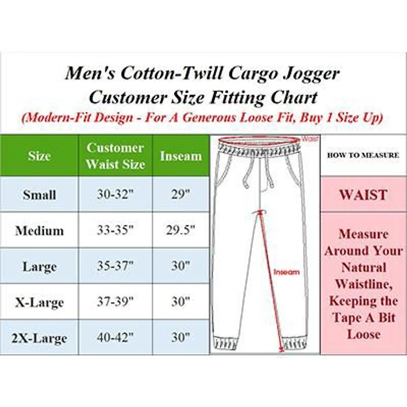 Jump Start Men's Slim Fit  Cotton Flex Stretch Cargo Jogger Pants- 2 Pack