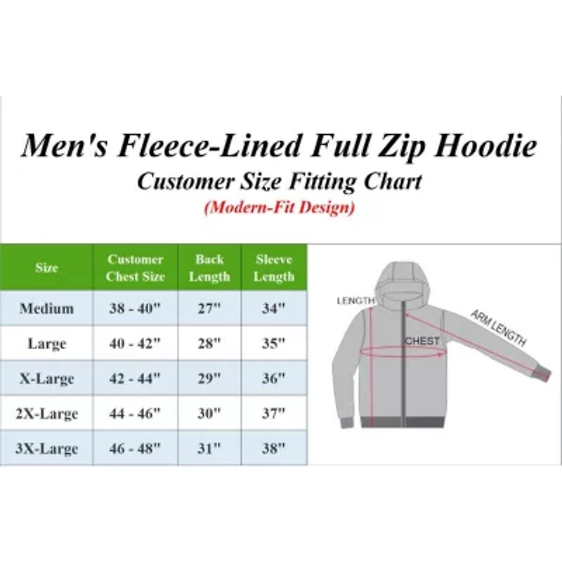Men's Heavyweight Sherpa Fleece-Lined Full Zip Classic Tech Hoodie