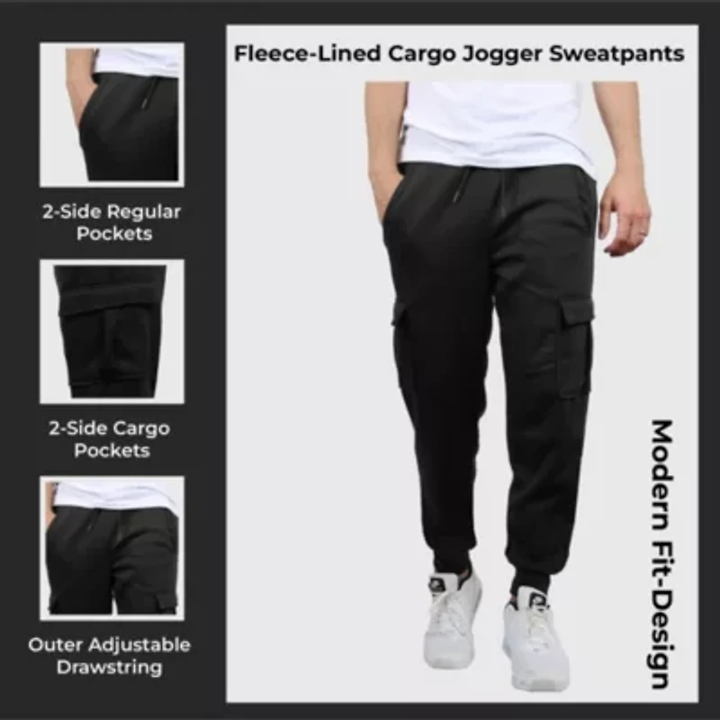 Men's Cargo Pocket Fleece Jogger Sweatpants