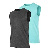 Galaxy Kick Start Gear Men's Moisture-Wicking Wrinkle Free Performance Muscle Tee-2 Pack