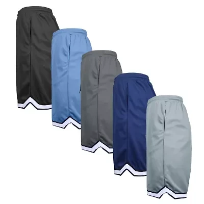 Jump Start Men's 5-Pack Lightweight Breathable Moisture Wicking Mesh Shorts