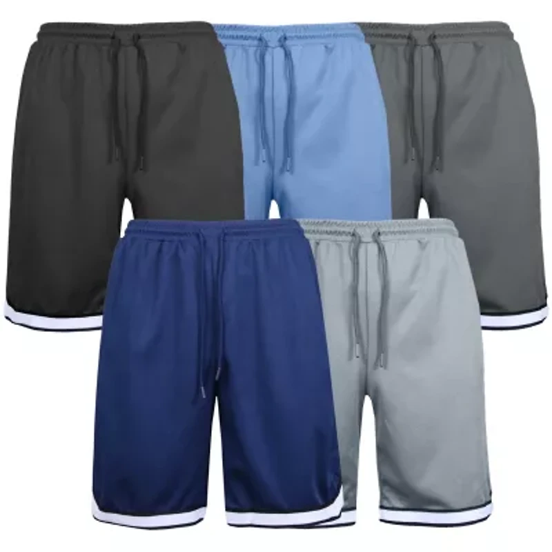Jump Start Men's 5-Pack Lightweight Breathable Moisture Wicking Mesh Shorts