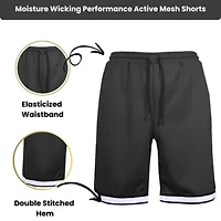 Jump Start Men's 5-Pack Lightweight Breathable Moisture Wicking Mesh Shorts