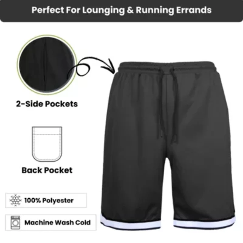 Jump Start Men's 5-Pack Lightweight Breathable Moisture Wicking Mesh Shorts