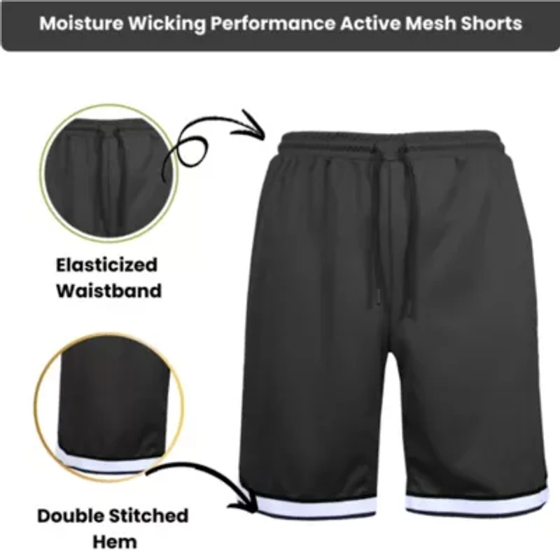 Men's Premium Active Moisture Wicking Workout  Mesh Shorts With Trim