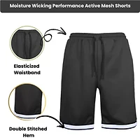 Men's Premium Active Moisture Wicking Workout  Mesh Shorts With Trim