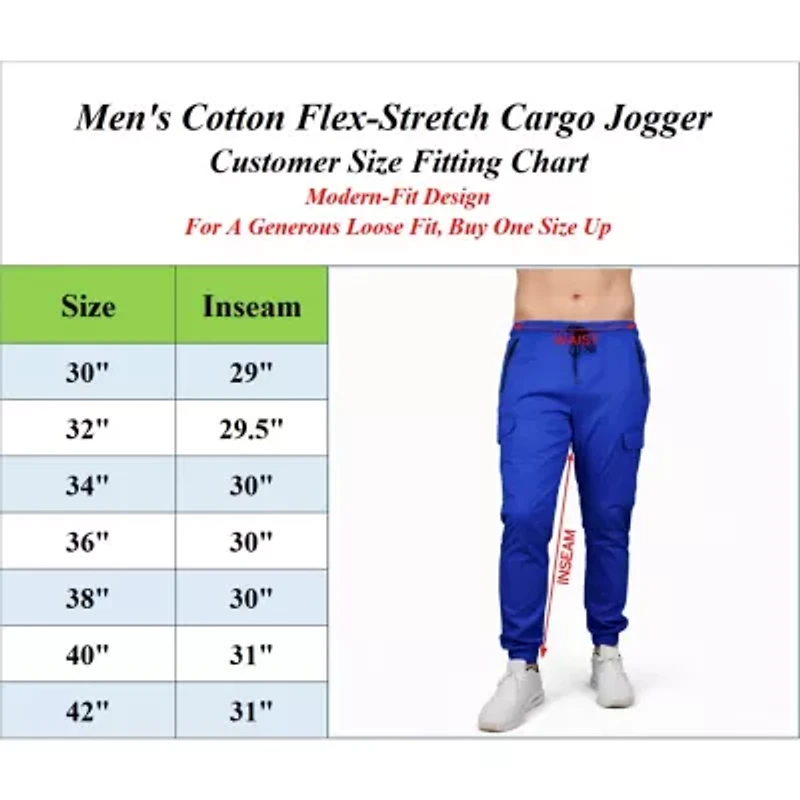 Blu Rock Men's Cotton Flex-Stretch Cargo Jogger- Pack